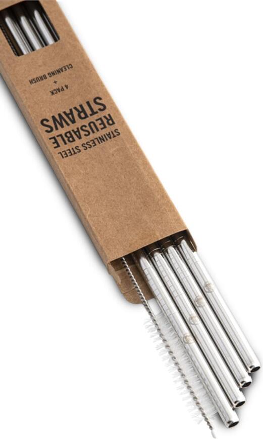 24Bottles Slamice s ščetko za čiščenje, iz nerjavečega jekla, 4 kosi