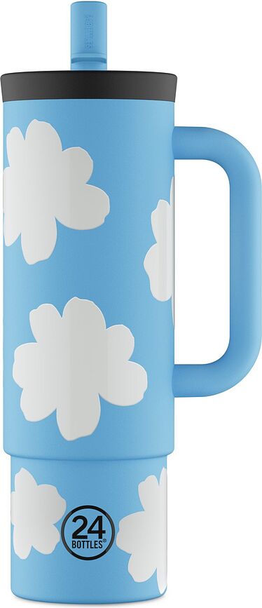 Vaso térmico con pajita Daydreaming, 800 ml, azul