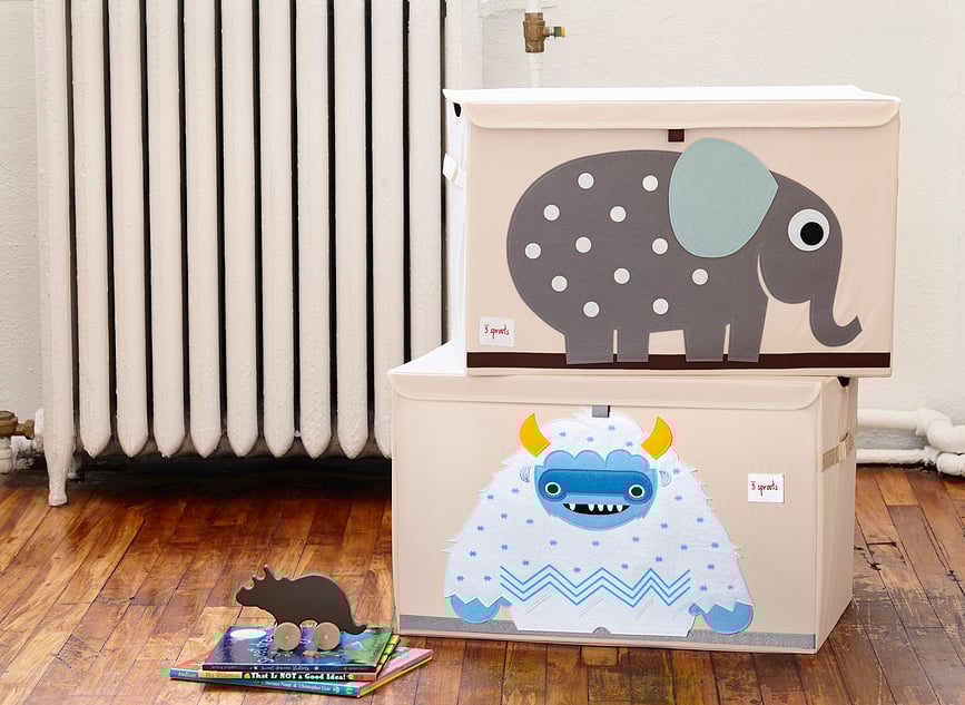 3 Sprouts Bac de rangement avec couvercle, triceratops