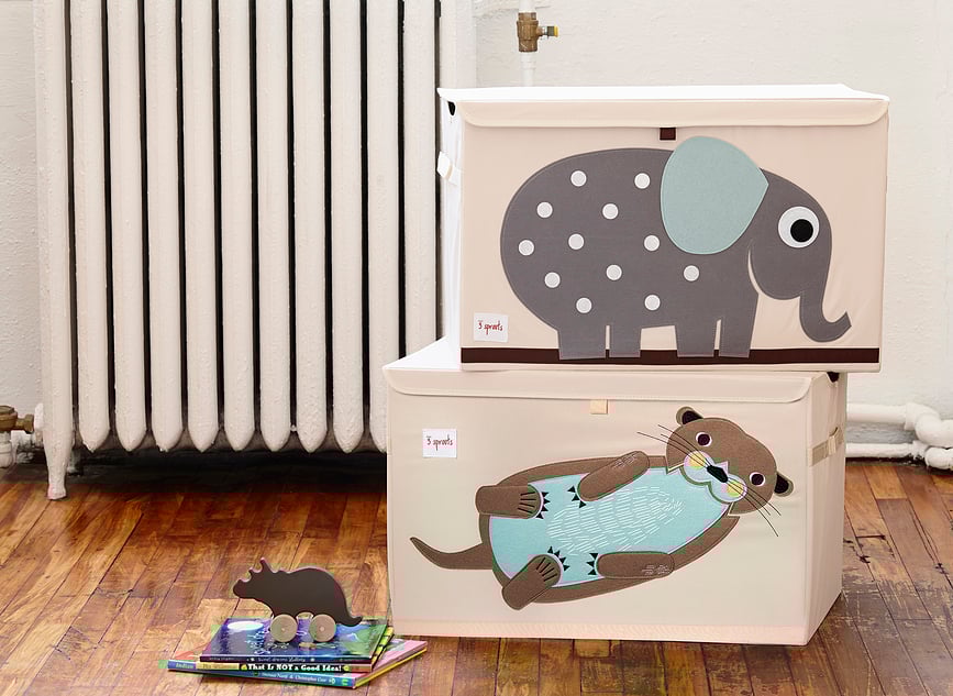 3 Sprouts Bac de rangement avec couvercle, triceratops