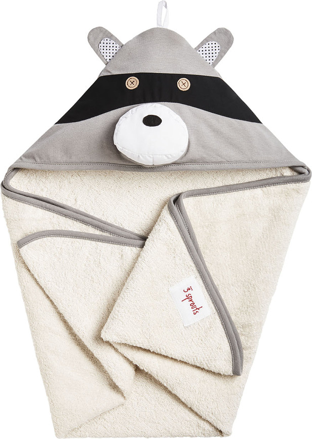 3 Sprouts Children's hooded towel raccoon
