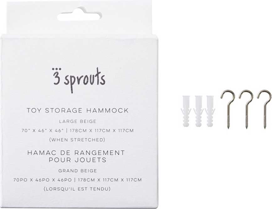 3 Sprouts Organizator za igrače, kotni, bež