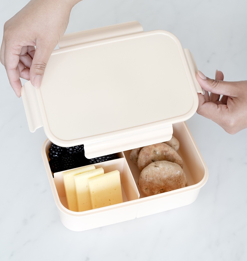 Boîte Bento, recyclée, couleur sable