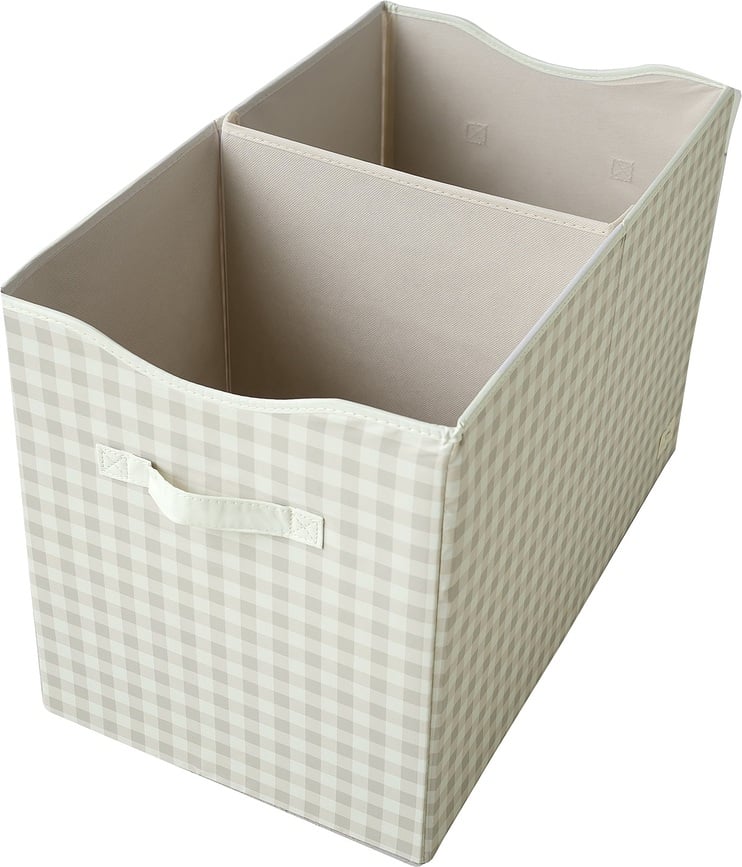 Caja de almacenaje Gingham, con tapa, beige