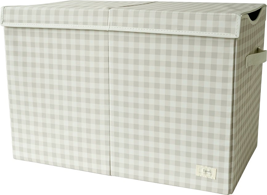 Caja de almacenaje Gingham, con tapa, beige