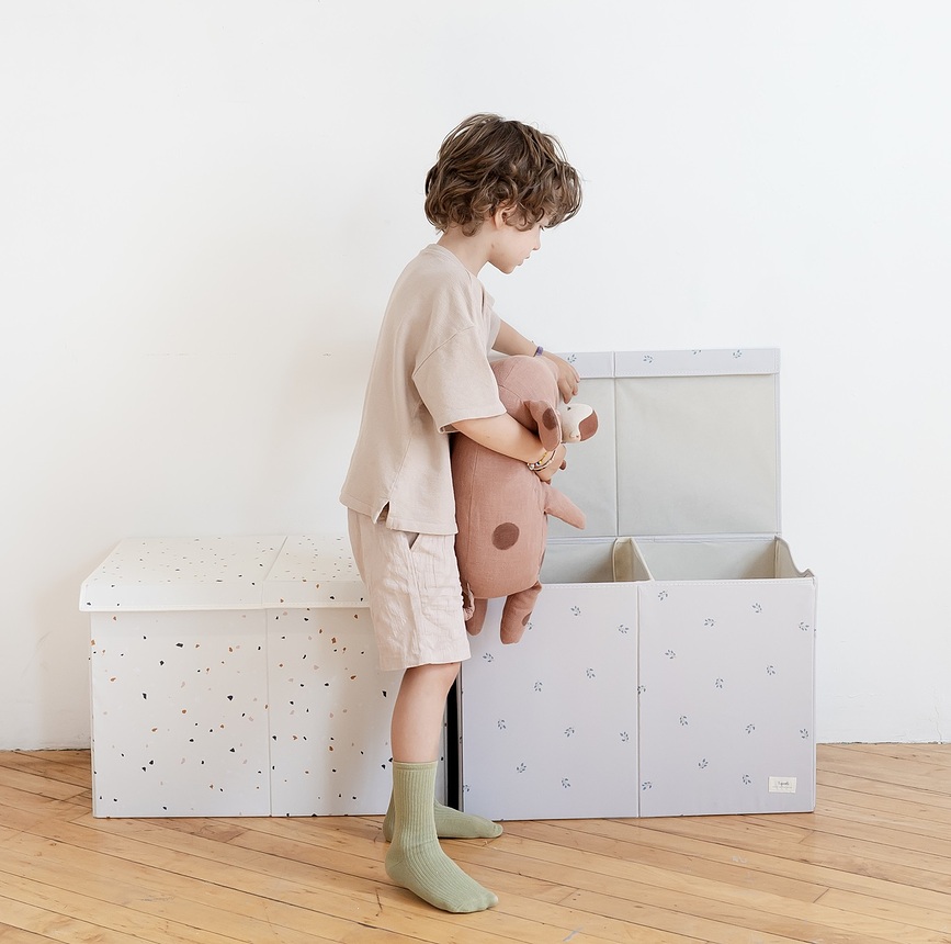 Caja de Almacenamiento con tapa Blueberry, taupe