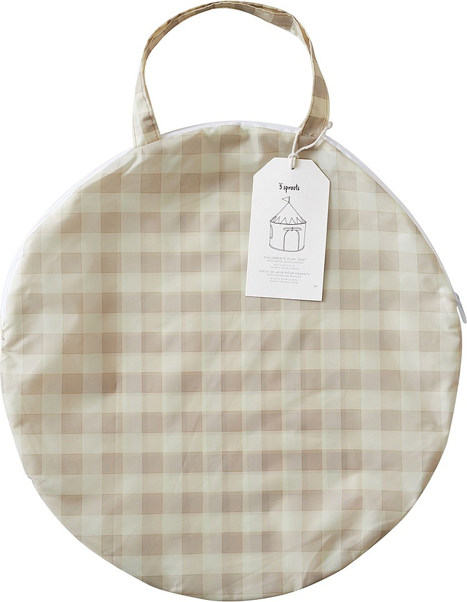 Gingham Otroški šotor, bež, iz recikliranega materiala