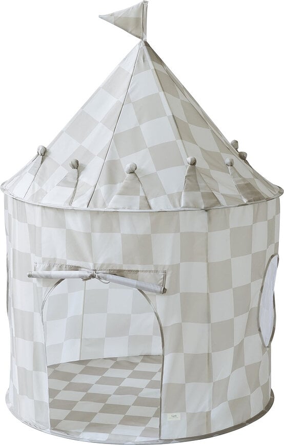 Gingham Recycled Kids' Tent, beige checkerboard