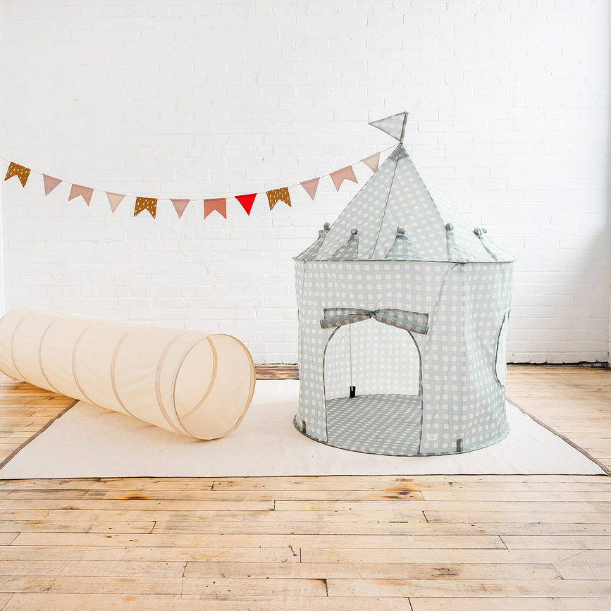 Gingham Tente Enfant, beige, en matière recyclée