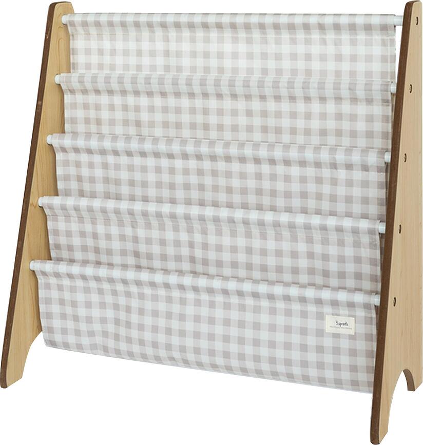 Stojak na książki Gingham beżowy z recyklingu