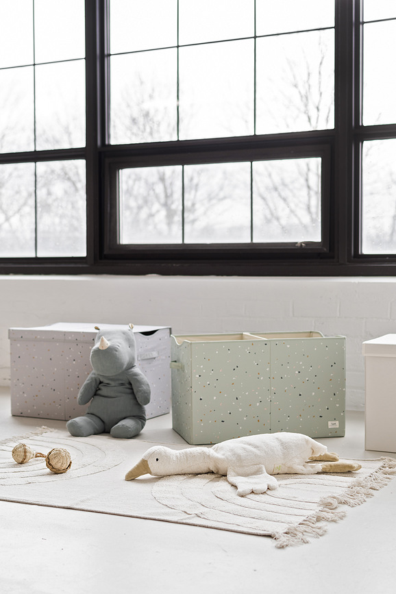 Terrazzo Boîte de Rangement avec couvercle, vert clair