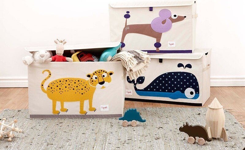 3 Sprouts Bac de rangement avec couvercle, triceratops