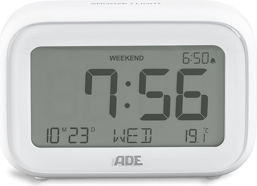 Despertador ADE, con termómetro, blanco