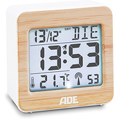 Zegar i budzik ADE 7 cm bambusowy sterowany radiowo