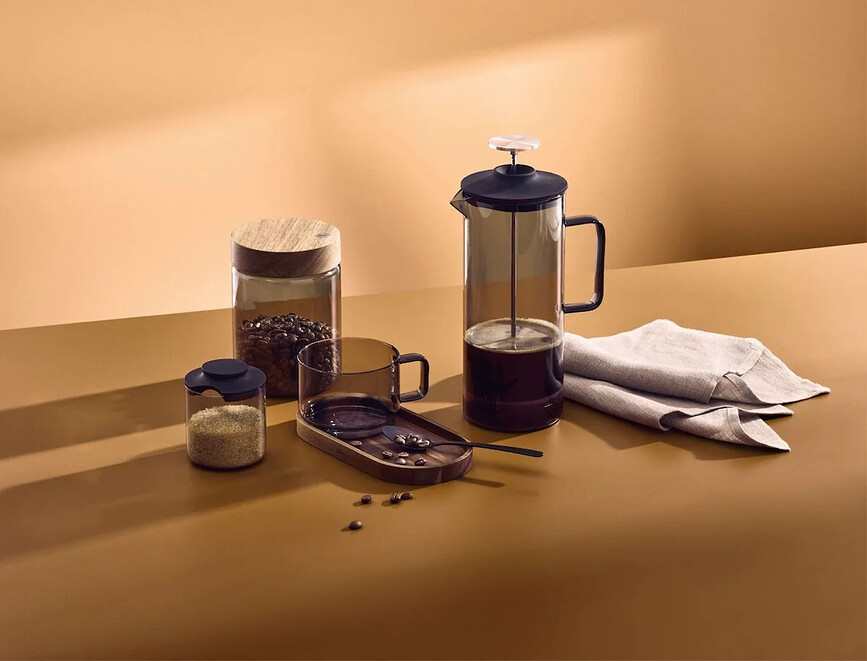 Cafetera de émbolo French Press Impact, 600 ml, transparente y gris