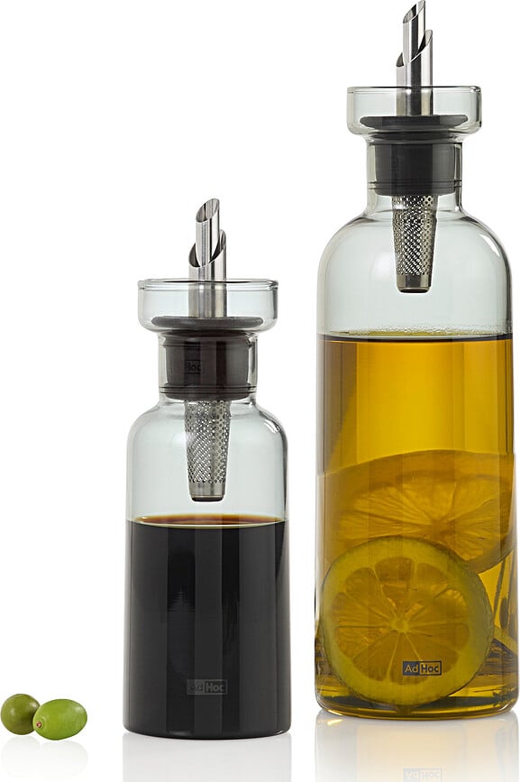 Dispensador para aceite y vinagre Aroma Pour, 500 ml, transparente y gris