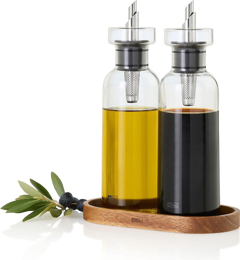 Dosificadores para aceite o vinagre Aroma Pour, 300 ml, transparentes, con base, Set de 3 piezas