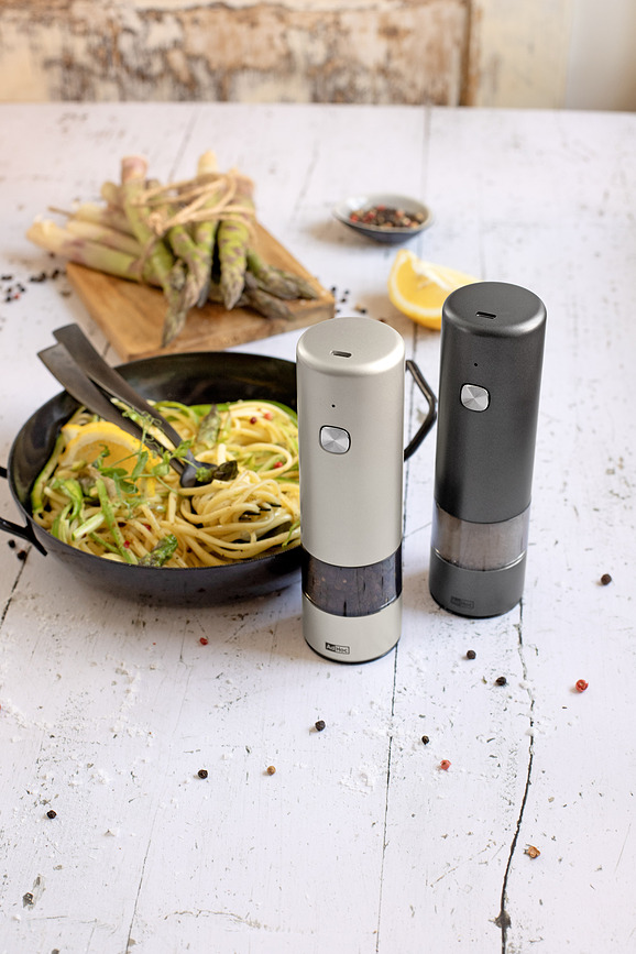 iMill Mlinček za sol in poper, srebrn, 2 kosa