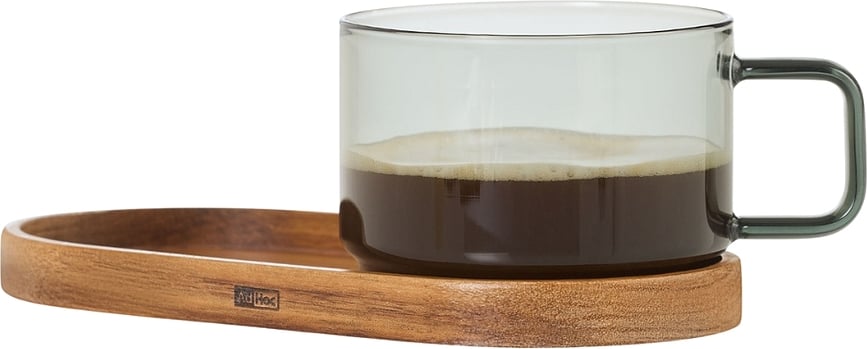 Impact Šalica za kavu s tanjurićem 300 ml prozirna siva 2 kom.