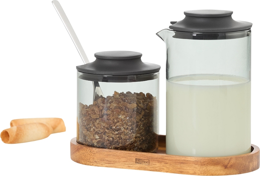 Impact Service Pot à lait et Sucrier avec plateau, Set 3 pièces