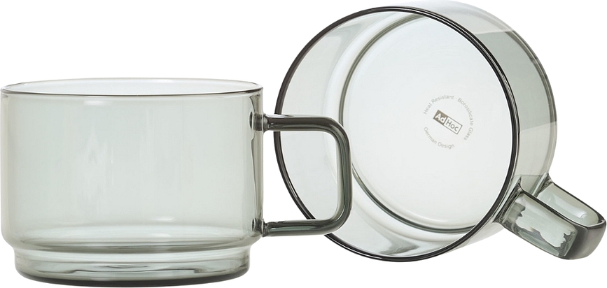 Impact Tasses à café 300 ml, transparentes grises, Lot de 2