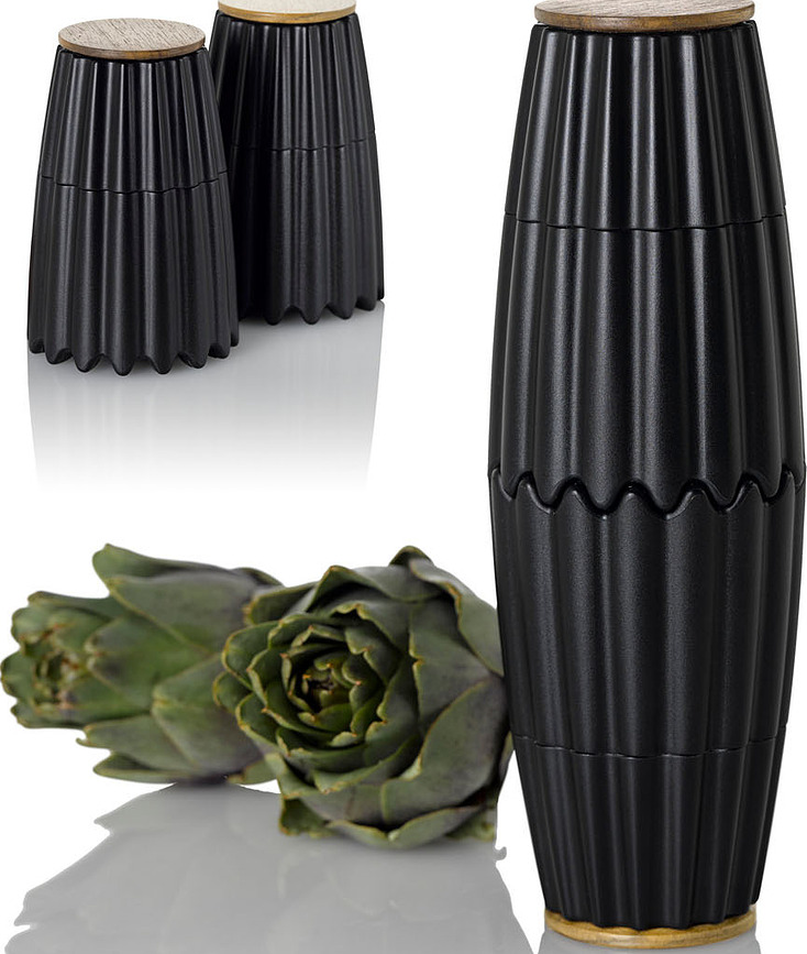 MagTwo Μύλοι αλατιού και πιπεριού μαγνητικοί, μαύροι, 2 τμχ