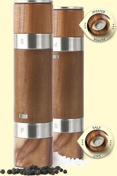 Molinillo doble de madera Duomill, para pimienta y sal