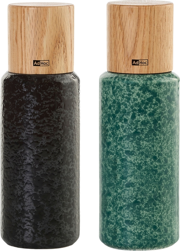 Molinillos de sal y pimienta Yara, negro y verde, 2 unidades