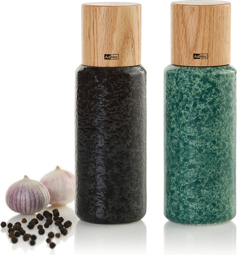 Molinillos de sal y pimienta Yara, negro y verde, 2 unidades