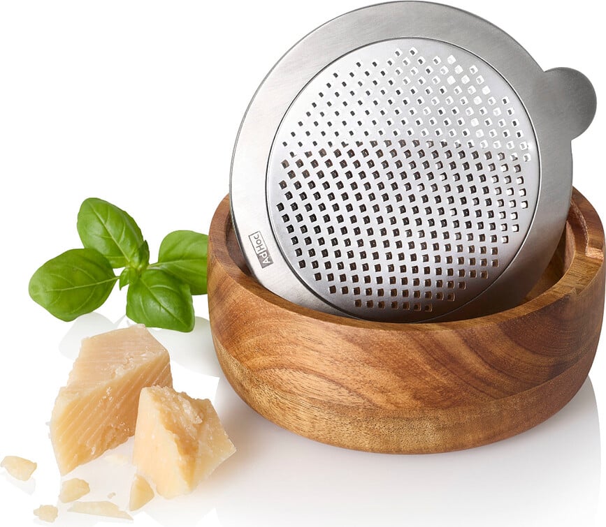 Rallador fino CutnServe, con recipiente, plateado