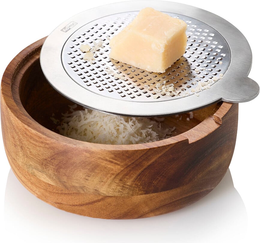 Rallador fino CutnServe, con recipiente, plateado