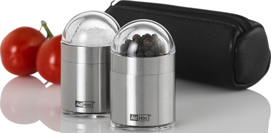 Set de Molinillos Portátiles Peknick To Go, para sal y pimienta, con estuche, Set de 3 piezas