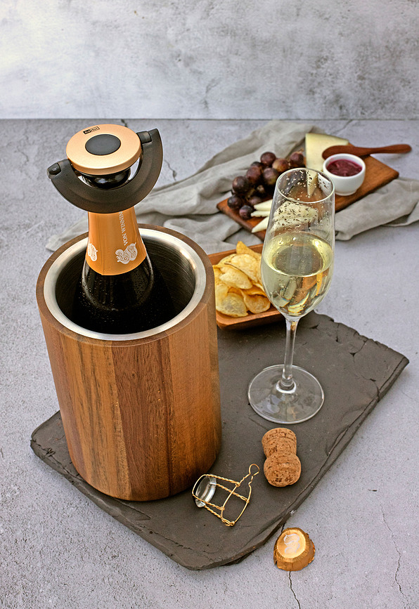 Tapón para Champán Gusto, negro y dorado