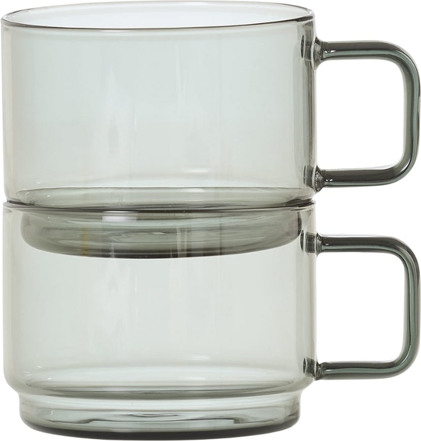 Tazas de café Impact, 300 ml, transparentes grises, 2 unidades