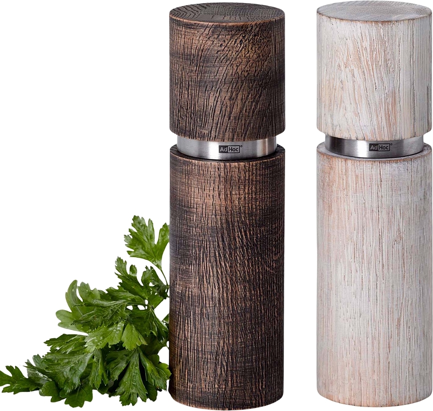Textura Antique Moulins à Sel et à Poivre 20 cm, blancs et marron, Lot de 2