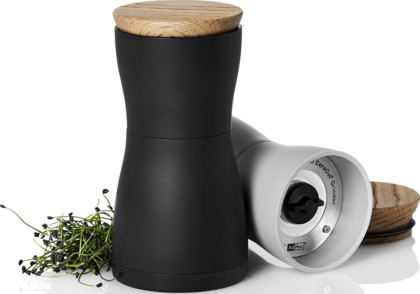 Twin Moulins à sel et à poivre, noir et blanc, Lot de 2