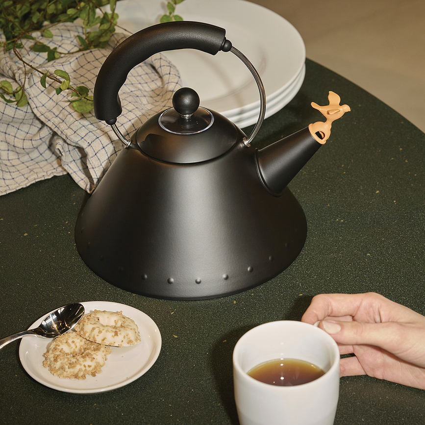 9093 Alessi Bouilloire à Sifflet, 2 L, noire mate