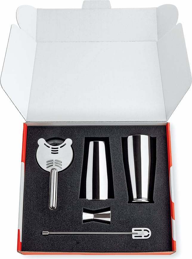 Accesorios para coctelería Mixology Lunar Eclipse, plateados, Set de 4 piezas