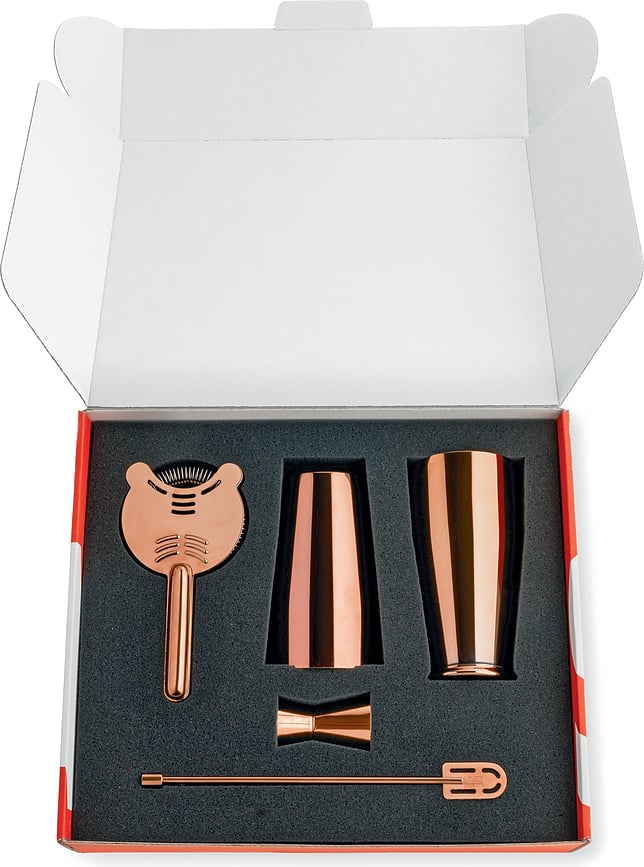 Accesorios para coctelería Mixology Lunar Eclipse, plateados, Set de 4 piezas