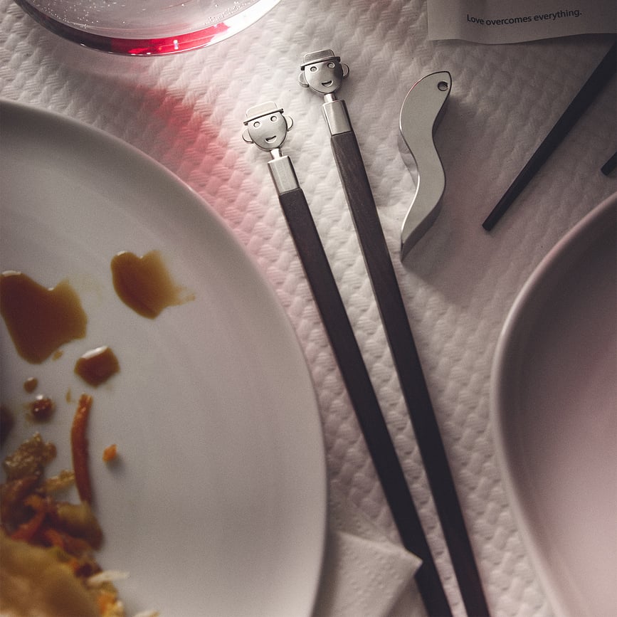 Alessandro M Baguettes à Sushi avec repose-baguettes, M, Set 3 pièces