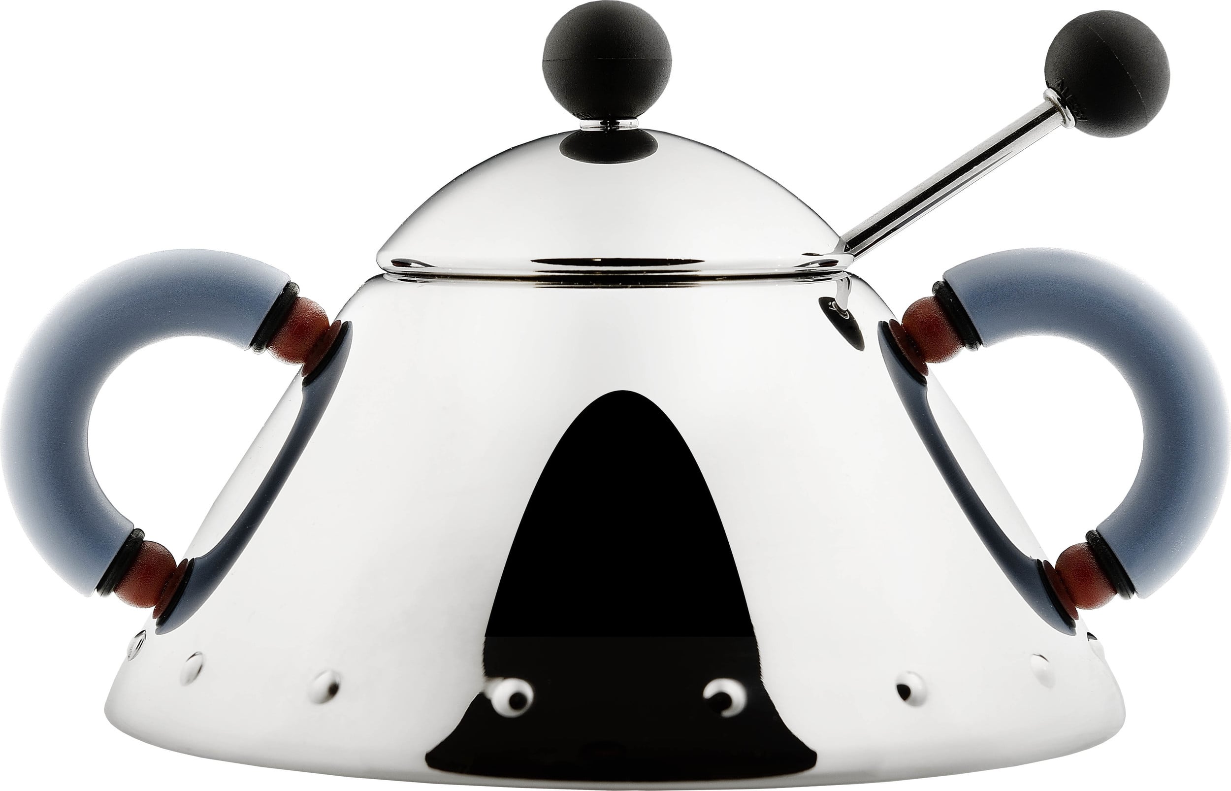 Alessi 9097 Zuckerdose mit blauen Griffen