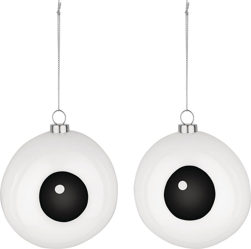 Alessi Carol Boules de Noël, à motif yeux, Lot de 2