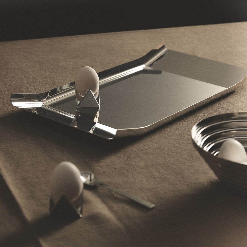 Arran Plateau Décoratif, acier poli