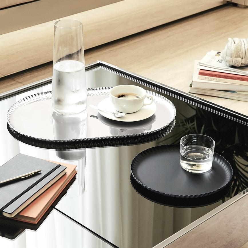 Bandeja de servir Pleats, negra