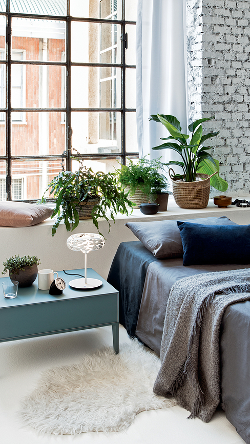 Bark Lampe de Table, argentée