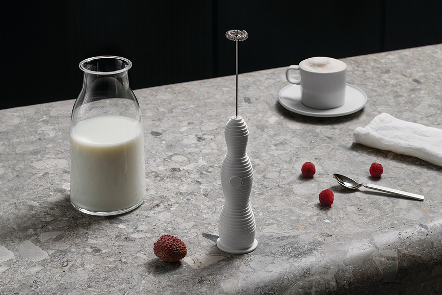 Espumador de leche Pulcina, blanco