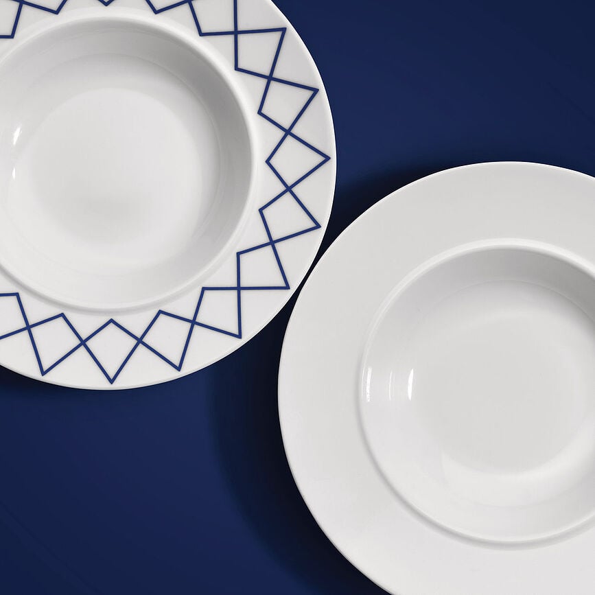 La Bella Tavola Oval Platter 38 cm, with blue pattern