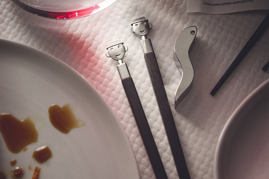 Palillos para Sushi Alessandro M, con soporte, Set de 3 piezas