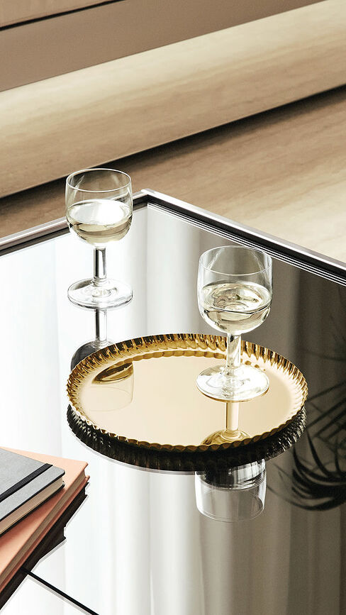 Pleats Plateau de Service rond, 23 cm, en acier