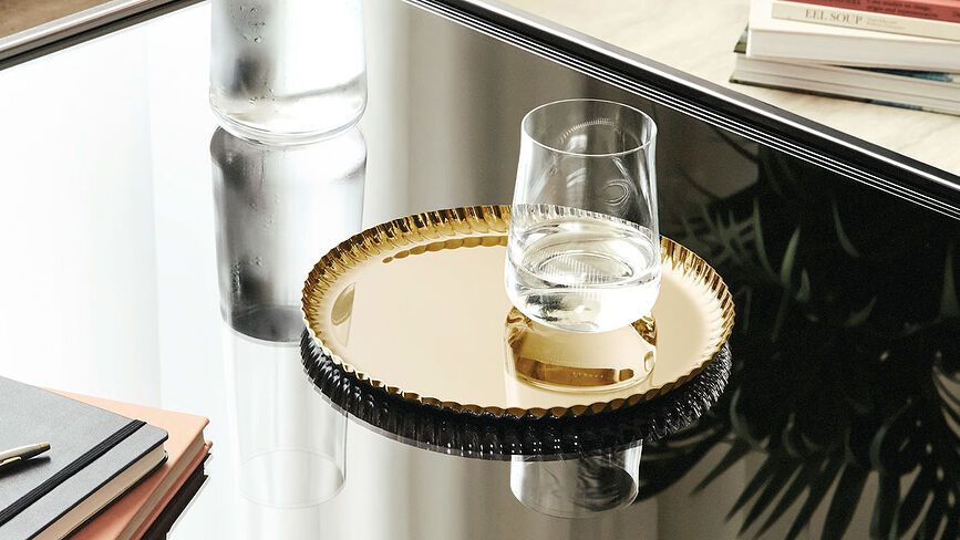 Pleats Plateau de Service rond, 23 cm, en acier